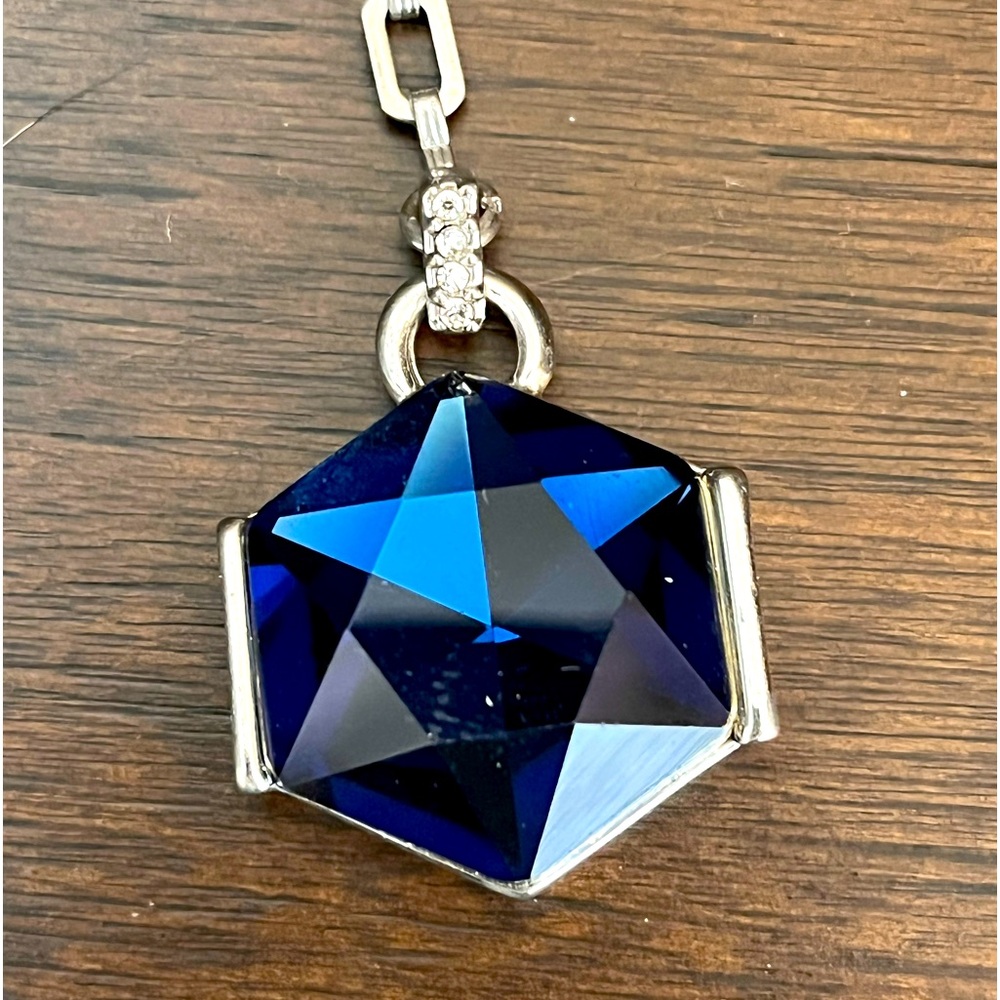 Kenneth Cole Necklace Rhinestone with Drop Blue Stone